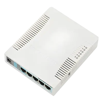 RouterBoard, 5 Puertos Gigabit Ethernet, 1 Puerto USB, WiFi 2.4 GHz 802.11b/g/n, Antena de 2.5 dbi hasta 1W de potencia