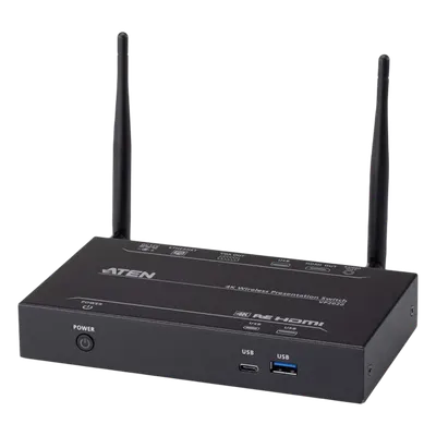 Switch de Presentaciones Inalámbrico / 4K UHD 30 Hz / VGA 1080p / Multivista 2 Fuentes / PoE / Control USB Posterior
