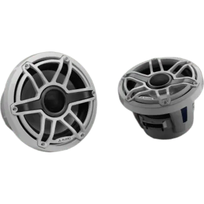 Par de Bocinas Náuticas Coaxiales 8.8" (224 mm) / 125 W RMS / 90.5 dB / 38 Hz-20 kHz / 4 Ω / Polipropileno con Mica / Tweeter Cúpula de Seda / Rejilla Deportiva Blanca