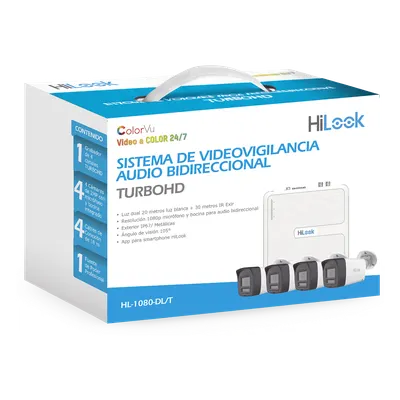 Kit de videovigilancia HiLook HL-1080-DL/T con DVR y 4 cámaras