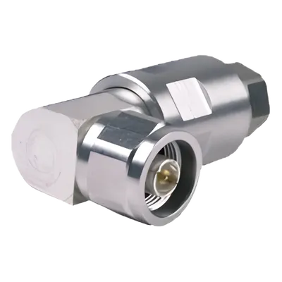 Conector RF N Macho / Ángulo Recto / IP68 / 50 Ω / 0–10200 MHz / Cable 1/2" (12.7 mm) / 500 Ciclos