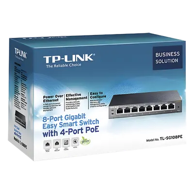 Switch Gigabit TP-Link TL-SG108PE con 8 puertos y 4 PoE