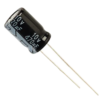 Capacitor Electrolítico Radial / 470 µF / 10 Vcc / 105 °C / 6.3 x 11 mm
