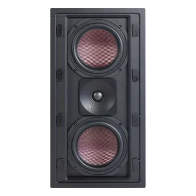 Bocina de pared / 2 woofers de fibra de carbono 6.5'' (16.5 cm) / Tweeter de titanio 1'' (2.5 cm) / 200W / Chasis de aluminio extruido / Parrilla invisible