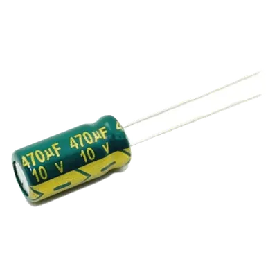 Capacitor electrolítico radial de 470 µF y 10 V, modelo CE470/10V
