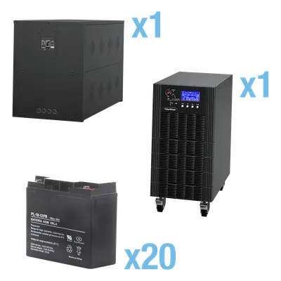 UPS Trifásico de 15 kVA/15 kW, Topología Online Doble Conversión, Voltaje de 208/220 Vca de L-L, Respaldo de 5 Minutos al 100% de Carga, Incluye Módulo y Banco de Baterías