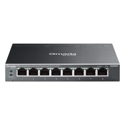 Switch Gigabit Easy Managed 8 Puertos / PoE+ 64W / Cloud Omada SDN / 16 Gbps / Fanless 0 dBA / Alcance Extendido 250m