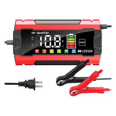 Cargador Inteligente Automático / 3 Etapas / 12V 10A / 6 Modos de Batería / LCD / Entrada 100-240V