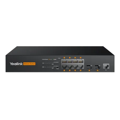 Switch AV L2+ / 8 Puertos Gigabit PoE+ / 130W / 2 Puertos SFP / Dante y AES67 / Sin Ventilador