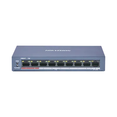 Switch PoE+ / No Administrable / 8 Puertos 10/100 Mbps PoE+ / 1 Puerto 100 Mbps Uplink / PoE hasta 250 metros / 60 W