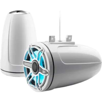 Par de Bocinas Cerradas para Torre / JL Audio M6 / 7.7" / Coaxial Cerrado / LED Transflective™ / Rejilla Deportiva Blanca / 100 W RMS / 4 Ω / 45 Hz-25 kHz / 91 dB / Colores Blanco Clásico, Blanco Deportivo o Titanio
