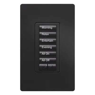 Teclado de pared / 6 botones + subir-bajar / retroiluminado / 120 V~ / RF 431-437 MHz / requiere neutro / RadioRA 2 / negro