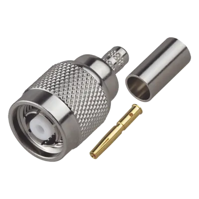 Conector TNC Macho Inverso / Anillo Plegable / RG-58/U / Níquel / Oro / Teflón