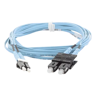 Jumper de Fibra Óptica / Multimodo OM3 50/125 / LC-SC Duplex / OFNR Riser / Aqua / 10 m (32.81 ft)