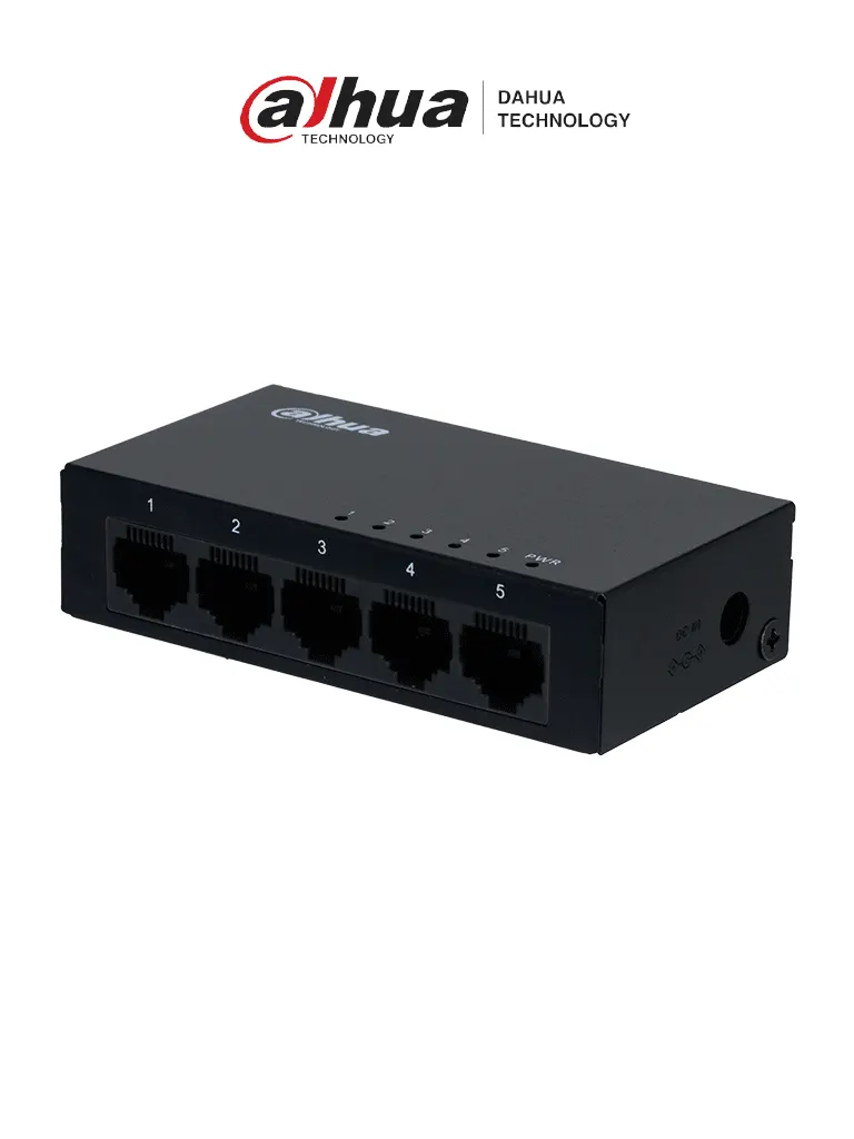 Switch Gigabit Dahua PFS3005-5GT de 5 puertos metálico