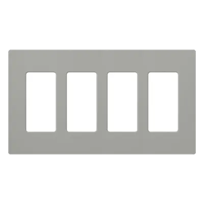 Placa de pared Claro / 4 espacios / gris brillante (GR) / 21.3 x 11.9 cm, perfil 7.6 mm / sin tornillos / compatible con Caseta Wireless, Maestro, Pico y Vive