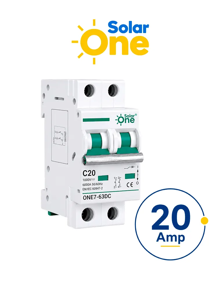Interruptor termomagnético SolarOne 14220 de 20 A para corriente directa
