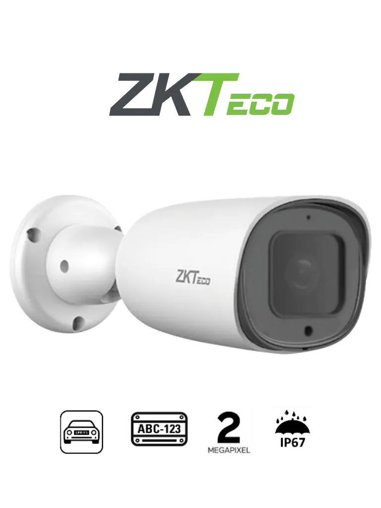 ZKTECO BL852Q38ALP - Cámara IP Bullet para reconocimiento de placas / Software LPR integrado / Lente Motorizado /  Resolución 2MP /  POE / IP67 / Audio / Alarma / Ranura para tarjeta SD