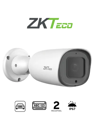 ZKTECO BL852Q38ALP - Cámara IP Bullet para reconocimiento de placas / Software LPR integrado / Lente Motorizado /  Resolución 2MP /  POE / IP67 / Audio / Alarma / Ranura para tarjeta SD