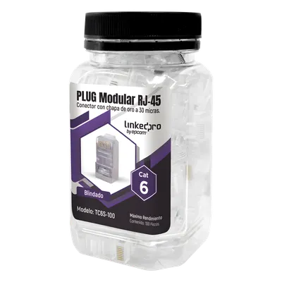 Plug modular RJ45 LINKEDPRO TC6S-100 Cat6 blindado, 100 piezas