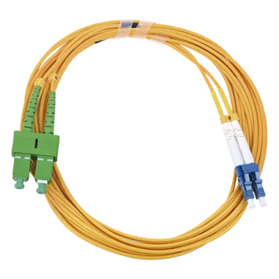 Jumper de Fibra Óptica / Monomodo 9/125 / LC/UPC-SC/APC / Dúplex / 2.0 mm PVC / 3 m (9.84 ft) / Amarillo