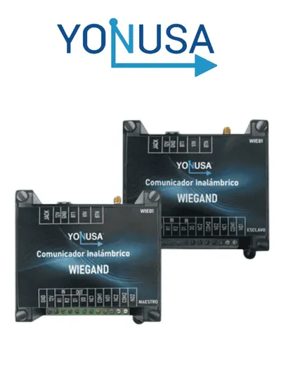 YONUSA WIE01 - Convertidor de lectora para control de acceso (cableado a inalámbrico) / 1 Wiegand / 2 Relevadores / 2 Entradas / 1.6 KM de distancia