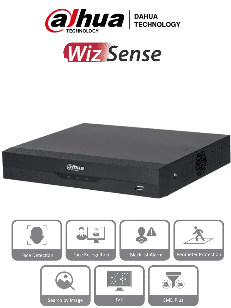 Grabador NVR Dahua DHI-NVR2104HS-P-I2 con 4 canales IP y PoE