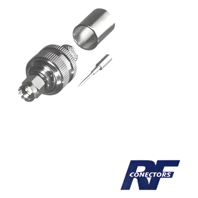 Conector SMA Macho / Anillo Plegable / Cuerpo Bronce Niquelado / Contacto Oro / Teflón / Cables RG8/U, LMR-400, CNT-400, LP-400