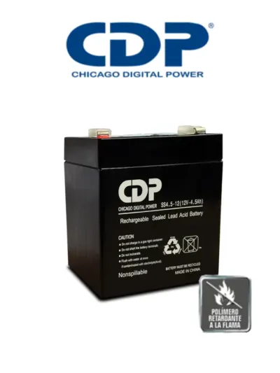 CDP B-12-4.5 SLB 12-4.5 - Batería de respaldo de 12V a 4.5AH / Batería libre de mantenimiento y fácil instalación / Compatible con CCTV y DSC