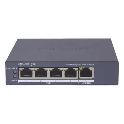 Switch PoE+ administrable Hikvision DS-3E1505P-EI, 4 puertos Gigabit