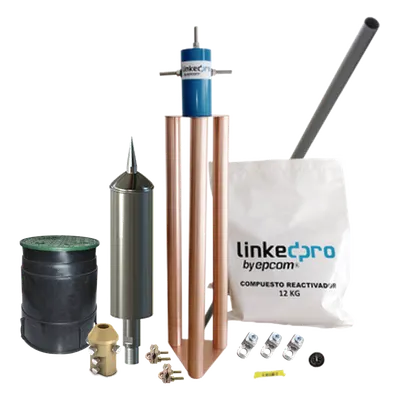 Kit Pararrayo PDC / Avance de Cebado 15 µs / Protección 70 m (230 ft) / Incluye Electrodo y Accesorios para Torre
