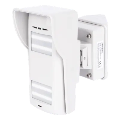 Detector Dual-Tech Inalámbrico para Exterior / Microondas + 2 PIR / Inmunidad Mascotas 35 kg / Montaje Ajustable ±45° / Cobertura 90° con Adaptador / 2 Baterías Litio 3V 4700 mAh