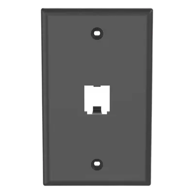 Placa de Pared Vertical / 1 Puerto / Mini-Com / Diseño Plano / ABS / 2.75 x 4.5 in / Negro