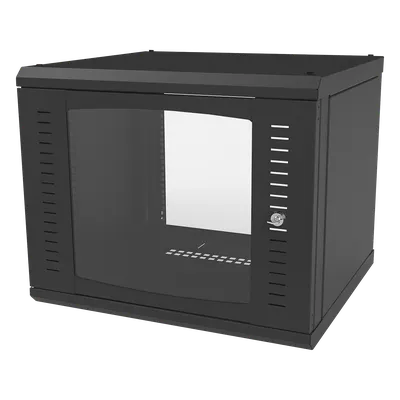 Gabinete para Montaje en Pared Fijo, con 9 Unidades de Rack, de 19in, Puerta de Cristal Templado, Fabricado en Acero