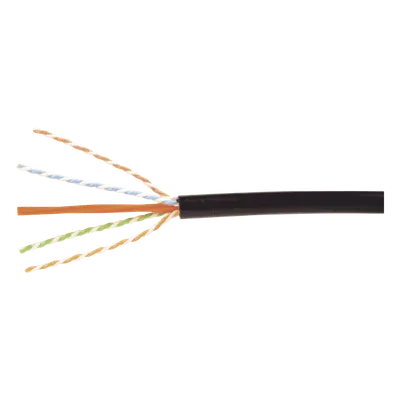 Bobina de Cable Industrial (UTP) de 4 pares, Cat6A de 10Gbps, Planta Externa con Gel Enterrado Directo, Color Negro, 305m