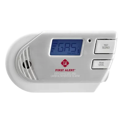 Detector Combo de Combinación de Gases Explosivos: Metano (GN), Propano (LP) y Monóxido de Carbono (CO), Con Pantalla Digital Retroiluminada, 120 Vca y Batería de Respaldo