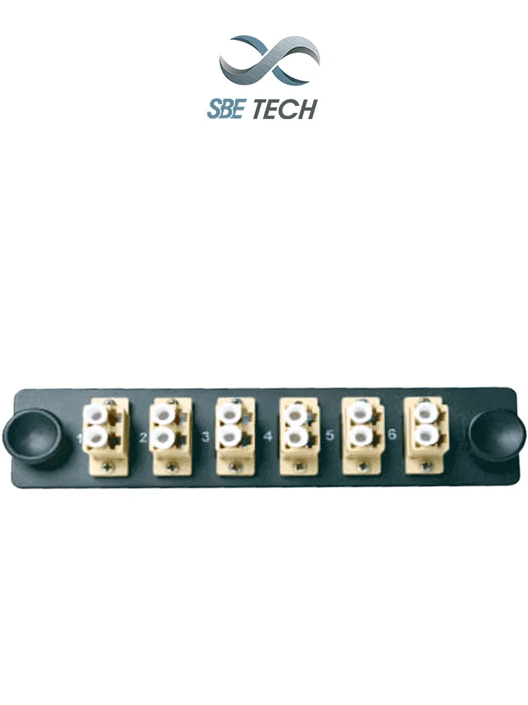 Placa para fibra óptica SBE TECH SBE-6LC con 6 acopladores LC dúplex