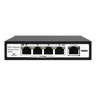 Switch PoE / 100 Metros PoE / 4 puertos 802.3af /at ( 60 W ) 10/100 Mbps + 1 puerto uplink 