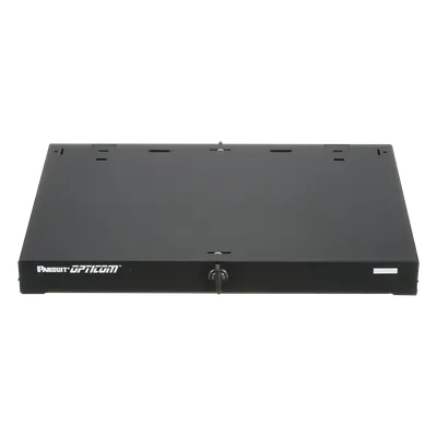 Panel de Distribución de Fibra Óptica, Acepta 3 Placas FAP o FMP, Bandeja Deslizable e Inclinable Hacia Abajo, Hasta 72 Fibras, Color Negro, 1UR              