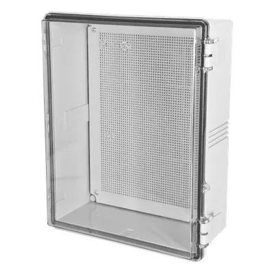 Gabinetes NEMA, cuerpo gris, cubierta transparente (250 x 350 x 150 mm), para interior y exterior
