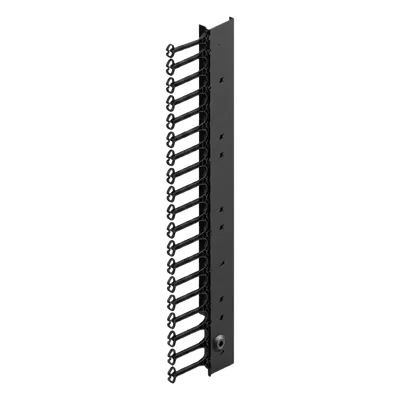 Organizador Vertical de Cables Rack / 48 UR / Acero Negro / Sección 95x208 mm / Capacidad 726 Cables / Fijación Flecha 1.75 pulg