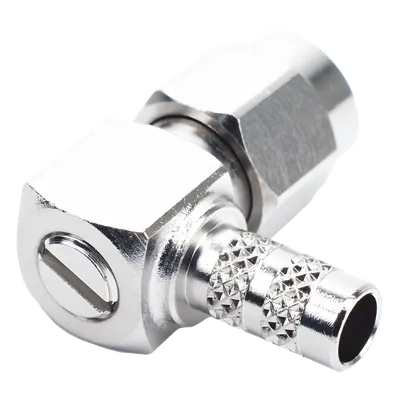 Conector SMA Macho en A/R / Anillo Plegable / Cable RG-142/U / Cuerpo Bronce Niquelado / Contacto Oro / Aislante Teflón