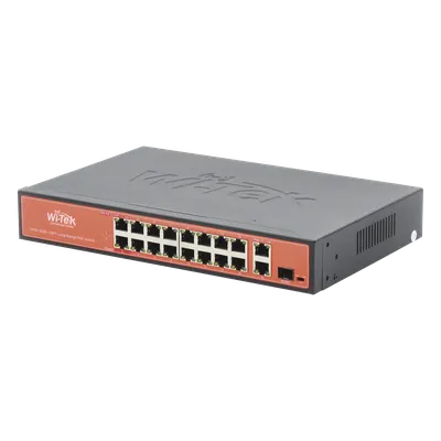 Switch PoE de largo alcance / 250m (820 pies) / 16 x 10/100Mbps PoE + 2 x Gigabit + 1 x SFP / 200W / No administrable