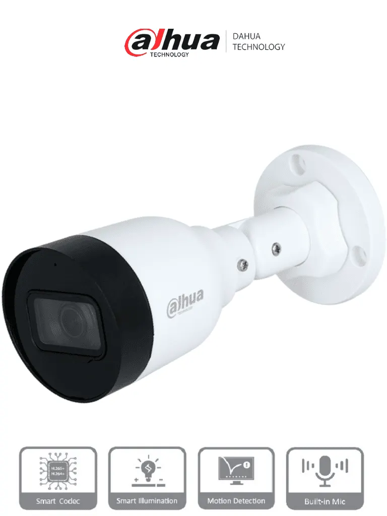Cámara IP bullet Dahua DH-IPC-HFW1230S1-A-S5 con audio y visión nocturna
