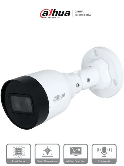 Cámara IP bullet Dahua DH-IPC-HFW1230S1-A-S5 con audio y visión nocturna