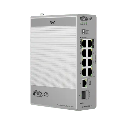 Switch Industrial PoE / 8 Puertos Gigabit PoE / 270W Budget / Uplink SFP / DIN-Rail / -30°C a 65°C / Fanless