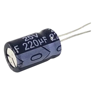 Capacitor Electrolítico Radial / 220 µF / 25 Vdc / 105 °C / 8 x 11 mm