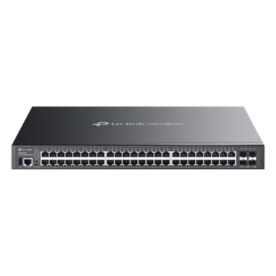 Switch Lite L3 Gestionable Apilable / 48 Puertos Gigabit PoE++ / 4 Slots 10G SFP+ / Presupuesto PoE 770W / Fast PoE y Perpetual PoE / Apilamiento Físico de 4 Unidades / L3: RIP, OSPF, VRRP / Gestión Cloud Omada SDN