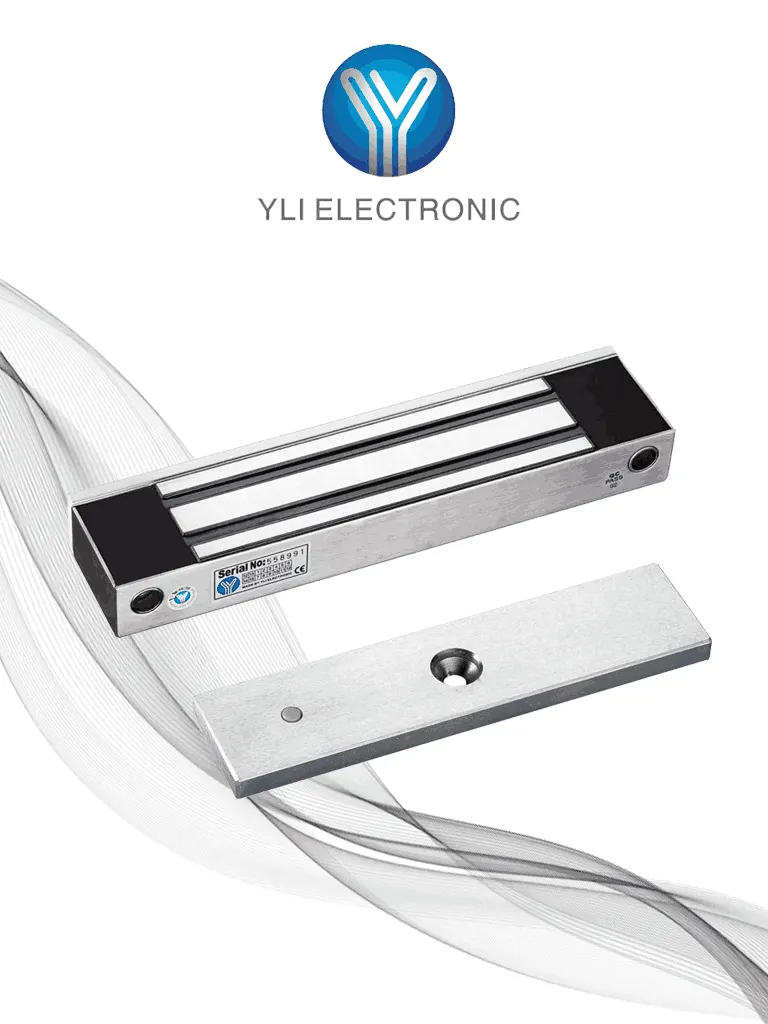 YLI YM350WS - Cerradura Magnética para Control de Acceso / Fuerza de Sujeción de 350 kg (800 lb) / Para puertas de madera, vidrio y metálicas / IP68 para uso exterior e interior