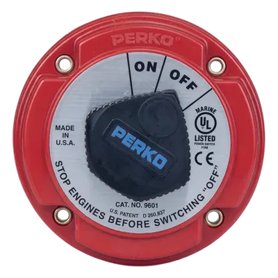 Interruptor de Desconexión de Batería Marina / 250 A Continuos / 360 A Intermitentes / 6-32 VCC / Encendido Protegido / Desconexión de Alternador / Bloqueo con Llave